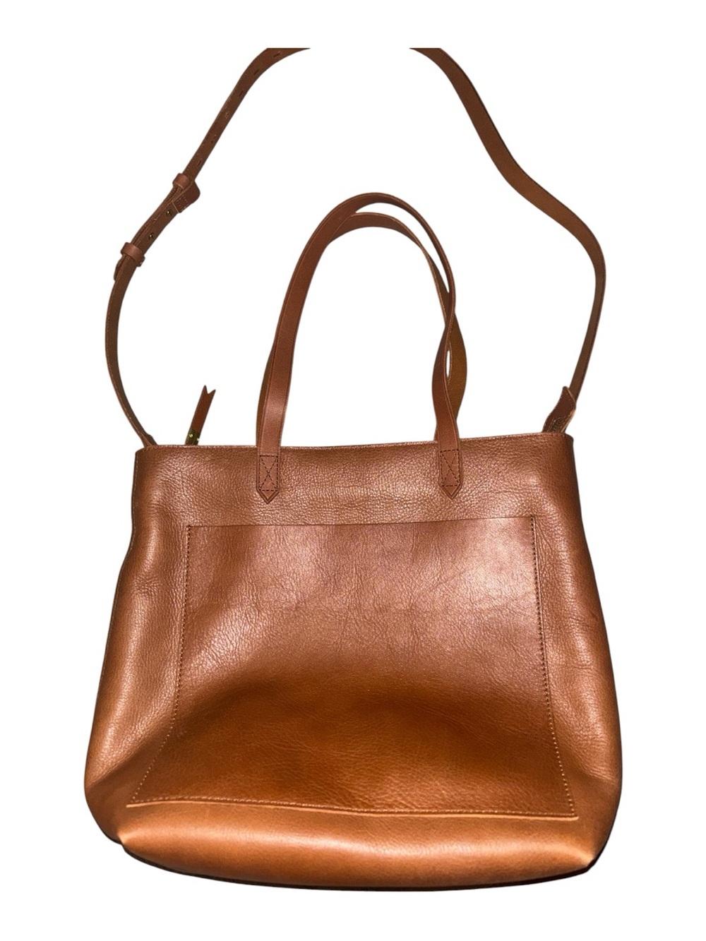 Madewell Medium Transport Tote English Saddle Brown Leather Crossbody Bucket Bag - Picture 5 of 11